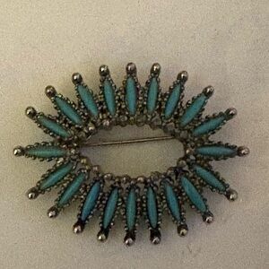 Southwestern American Turquoise Sterling Silver Pin